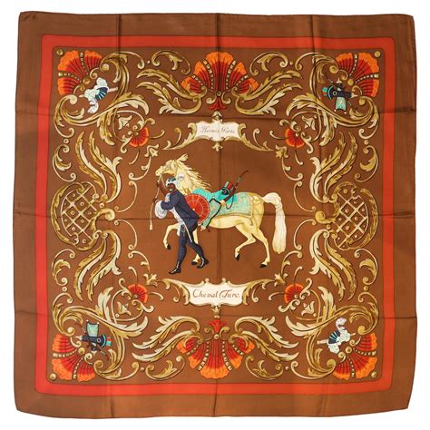 Vintage Hermes Silk Scarf Cheval Turc Vauzelles 1969